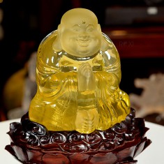 TÁC PHẨM TƯỢNG DI LẶC THẠCH ANH VÀNG 1,95KG (NGUYÊN ĐÁ)