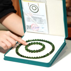 BỘ VÒNG CỔ + VÒNG TAY NGỌC BÍCH TỰ NHIÊN 10LY