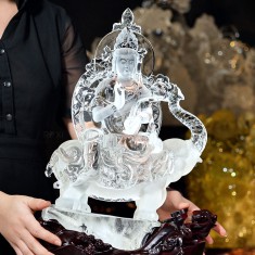 TƯỢNG PHỔ HIỀN BỒ TÁT BẰNG ĐÁ THẠCH ANH TRẮNG 7,69KG
