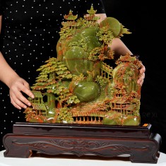 TÁC PHẨM BỒNG LAI TIÊN CẢNH NGỌC ONYX XANH 10,55KG - 50CM