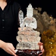 TƯỢNG HƯ KHÔNG TẠNG BỒ TÁT THẠCH ANH TRẮNG 5,08KG (NGUYÊN ĐÁ)