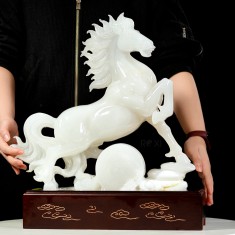 TƯỢNG NGỰA PHONG THỦY NGỌC ONYX TRẮNG 11,13KG - 46CM (NGUA140)