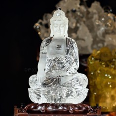 TƯỢNG PHẬT A DI ĐÀ ĐÁ THẠCH ANH TRẮNG VIP 9KG