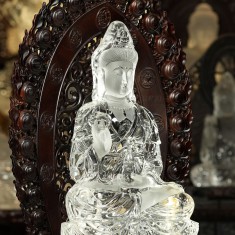 TƯỢNG QUAN ÂM BỒ TÁT THẠCH ANH TRẮNG 2,46KG - 48,5CM