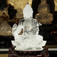 TƯỢNG DƯỢC SƯ THẠCH ANH TRẮNG 3,22KG - 48CM