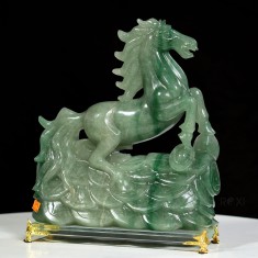 TƯỢNG NGỰA ĐÁ PHONG THỦY THẠCH ANH XANH TỰ NHIÊN 4,21KG