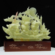 THUYỀN BUỒM - THUẬN BUỒM XUÔI GIÓ NGỌC ONYX XANH 40CM (MẪU 5)