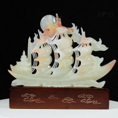 THUYỀN BUỒM - THUẬN BUỒM XUÔI GIÓ NGỌC ONYX TRẮNG 42CM (MẪU 1)