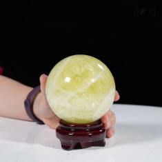 QUẢ CẦU THẠCH ANH VÀNG 1,2KG - 9,5CM