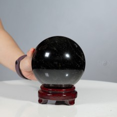 QUẢ CẦU THẠCH ANH ĐEN 2,59KG - 12,4CM