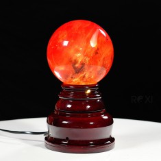 QUẢ CẦU ĐÁ OBSIDIAN ĐỎ 2,08KG - 12,2CM + ĐẾ ĐÈN XOAY