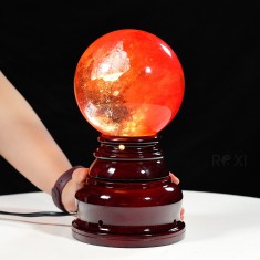 QUẢ CẦU ĐÁ OBSIDIAN ĐỎ 2,21KG - 12,4CM + ĐẾ ĐÈN XOAY