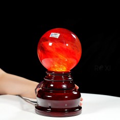 QUẢ CẦU ĐÁ OBSIDIAN ĐỎ 2,07KG - 12,3CM + ĐẾ ĐÈN XOAY
