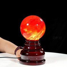 QUẢ CẦU ĐÁ OBSIDIAN ĐỎ 2,16KG - 12,3CM + ĐẾ ĐÈN XOAY