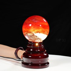 QUẢ CẦU ĐÁ OBSIDIAN ĐỎ 2,2KG - 12,5CM + ĐẾ ĐÈN XOAY