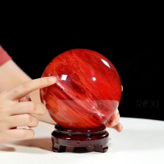 QUẢ CẦU ĐÁ OBSIDIAN ĐỎ 2,36KG - 12,8CM