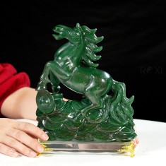 TƯỢNG NGỰA ĐÁ PHONG THỦY THẠCH ANH XANH TỰ NHIÊN 2,12KG