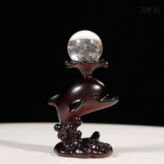 QUẢ CẦU THẠCH ANH TRẮNG SIZE NHỎ (3,5CM) + ĐẾ CÁ HEO
