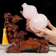 QUÀ TẶNG PHONG THỦY - HỒ LÔ NGỌC ONYX HỒNG KÈM ĐẾ
