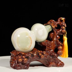 QUÀ TẶNG PHONG THỦY - HỒ LÔ NGỌC ONYX XANH KÈM ĐẾ (3)