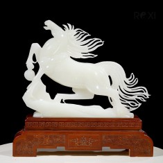 TƯỢNG NGỰA ĐÁ PHONG THỦY NGỌC ONYX TRẮNG 6,6KG -  43CM