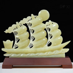 THUYỀN BUỒM - THUẬN BUỒM XUÔI GIÓ NGỌC ONYX XANH 40CM