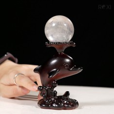QUẢ CẦU THẠCH ANH TRẮNG SIZE NHỎ (4,5CM) + ĐẾ CÁ HEO