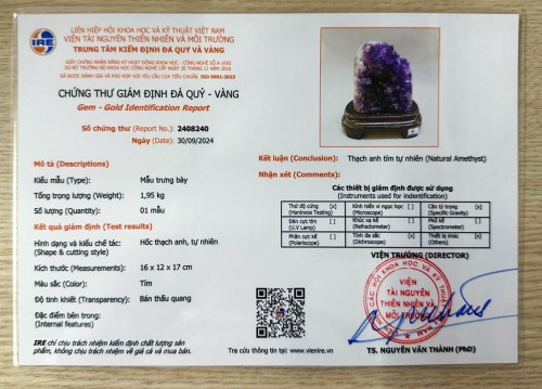 HỐC THẠCH ANH TÍM 1,95KG - 17CM