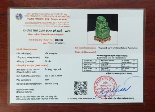 ẤN RỒNG THẠCH ANH XANH 4KG - 20CM