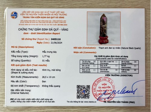 TRỤ ĐÁ THẠCH ANH ĐEN 1,77KG  (NGUYÊN ĐÁ) - 28,5CM