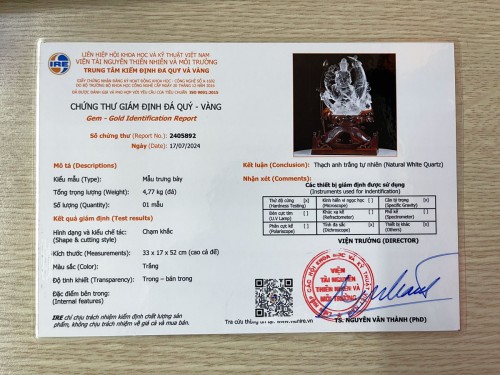 TƯỢNG QUAN ÂM THẠCH ANH TRẮNG VIP 4,77KG (NGUYÊN ĐÁ)