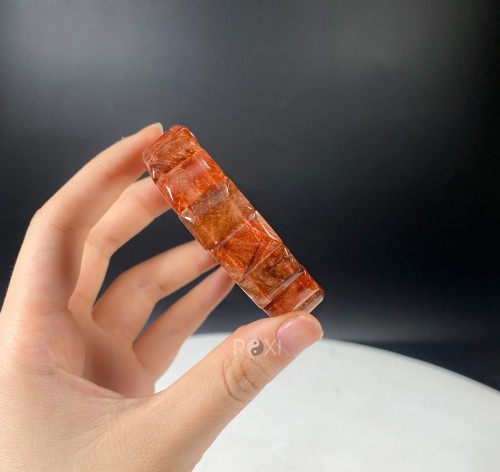 VÒNG TAY THẠCH ANH TÓC ĐỎ BẢN KHÚC (SIZE TO)