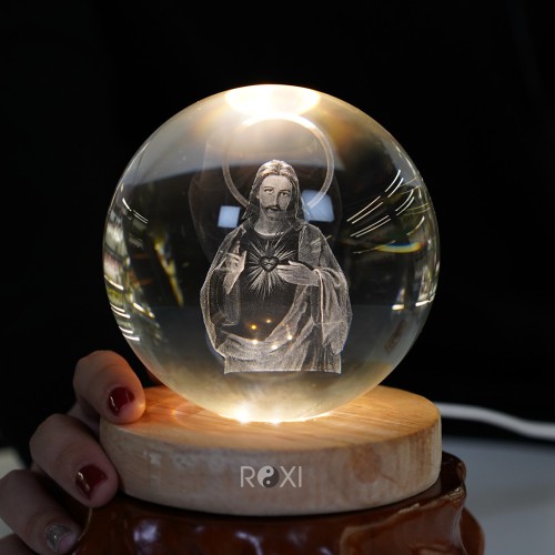QUẢ CẦU PHALE KHẮC ĐỨC CHÚA JESUS + ĐẾ ĐÈN