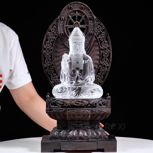 TƯỢNG QUAN ÂM BỒ TÁT THẠCH ANH TRẮNG VIP 1,95KG (NGUYÊN ĐÁ)