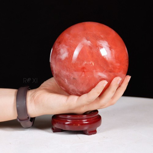QUẢ CẦU ĐÁ OBSIDIAN ĐỎ 2,16KG - 12,4CM