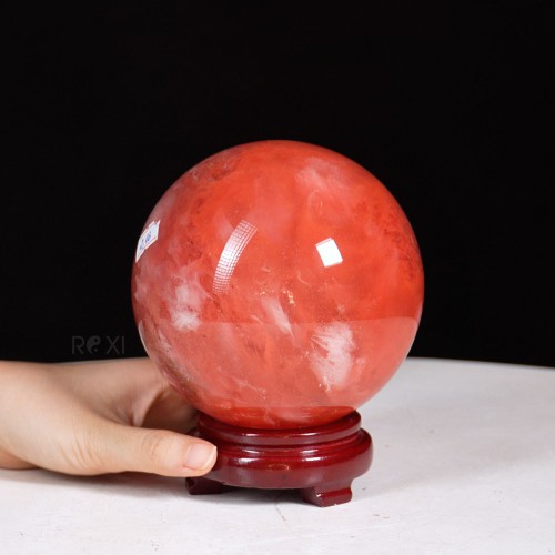QUẢ CẦU ĐÁ OBSIDIAN ĐỎ 2,16KG - 12,4CM
