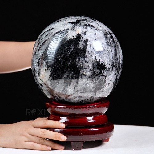 QUẢ CẦU THẠCH ANH TÓC ĐEN 11,3KG - 20CM