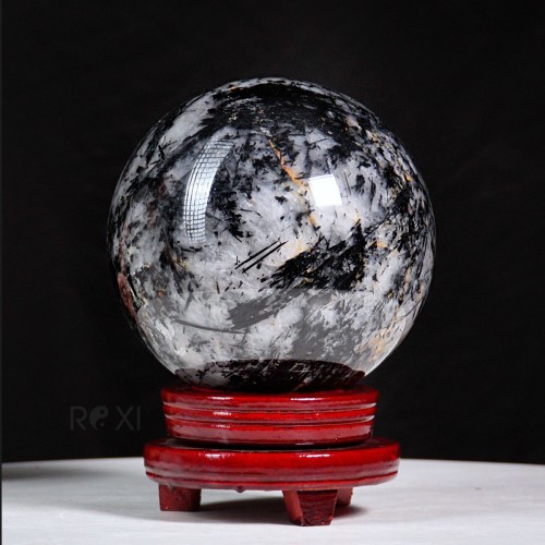 QUẢ CẦU THẠCH ANH TÓC ĐEN 7,2KG - 17,2CM