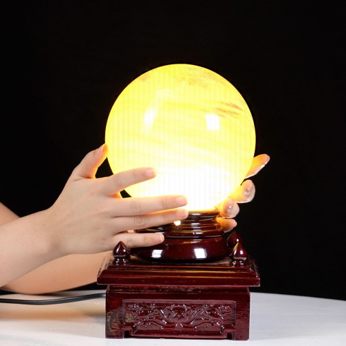 QUẢ CẦU OBSIDIAN VÀNG 4,1KG - 15,4CM + ĐẾ ĐÈN XOAY
