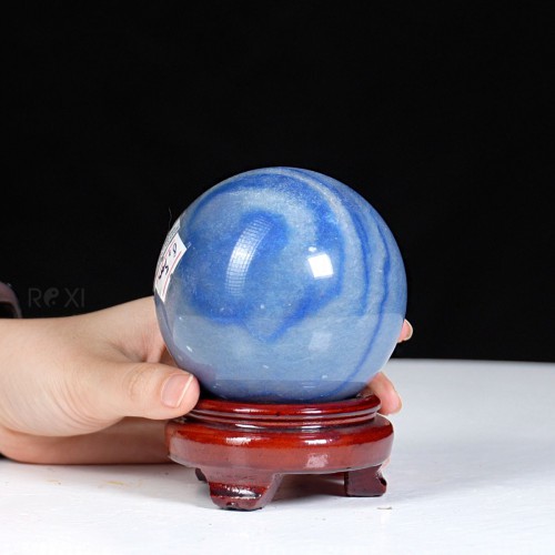 QUẢ CẦU THẠCH ANH XANH BIỂN 0,86KG - 8,5CM