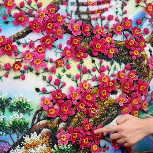 TRANH ĐÁ QUÝ 3D CÀNH ĐÀO TÀI LỘC (106 * 76CM) - TDQHD106M1