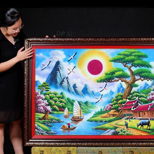TRANH ĐÁ QUÝ THUẬN BUỒM XUÔI GIÓ (1M42 * 1M) - MẪU 3