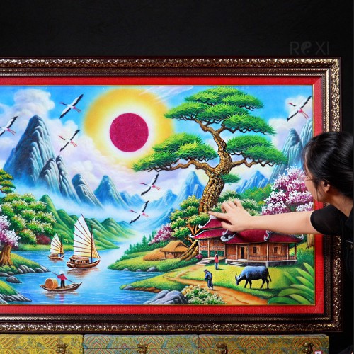 TRANH ĐÁ QUÝ THUẬN BUỒM XUÔI GIÓ (1M42 * 1M) - MẪU 3