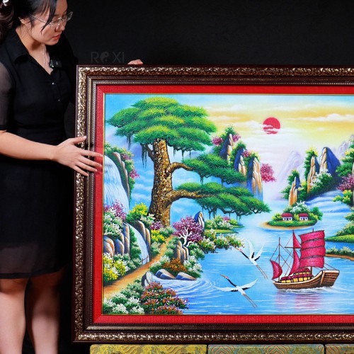 TRANH ĐÁ QUÝ THUẬN BUỒM XUÔI GIÓ (1M42 * 1M) - MẪU 4