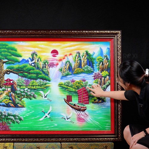 TRANH ĐÁ QUÝ THUẬN BUỒM XUÔI GIÓ (1M42 * 1M) - TDQTB05