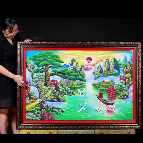 TRANH ĐÁ QUÝ THUẬN BUỒM XUÔI GIÓ (1M42 * 1M) - TDQTB05