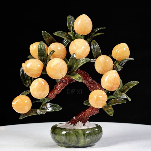 CÂY ĐÀO VÀNG NGỌC HOÀNG LONG 12 QUẢ (CHẬU TRÒN)