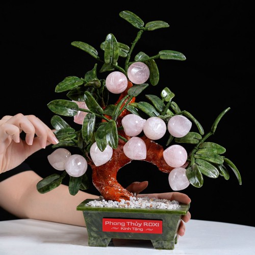 CÂY ĐÀO ĐÁ THẠCH ANH HỒNG 13 QUẢ ~ 2,6KG (MẪU 3)