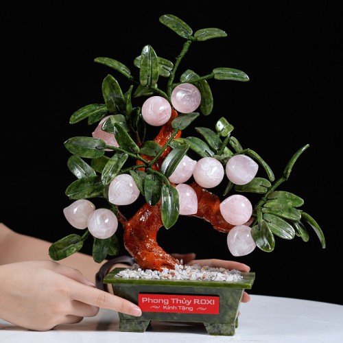CÂY ĐÀO ĐÁ THẠCH ANH HỒNG 13 QUẢ ~ 2,6KG (MẪU 3)