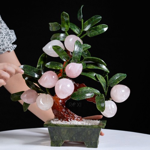 CÂY ĐÀO ĐÁ THẠCH ANH HỒNG 9 QUẢ (MẪU 2)